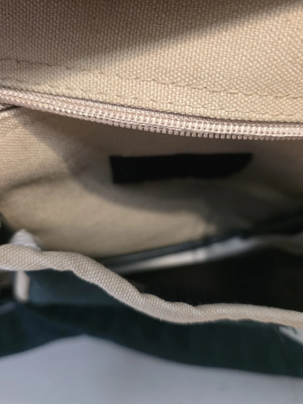 Dark Green Canvas Messenger Bag with Cream Trim